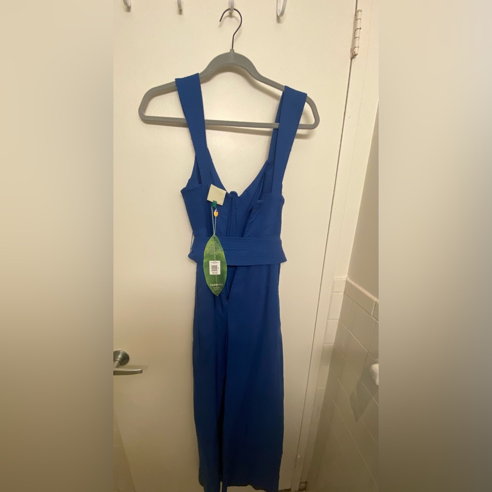 Farm Rio Elegant Blue Sleeveless Dress XS NWT